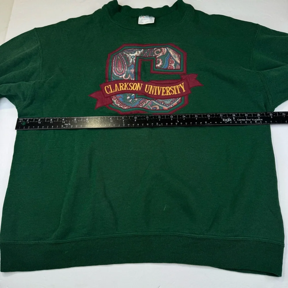 VTG Clarkson University Hanes Sweatshirt Men Large Green Crewneck Golden Knights - Picture 10 of 11